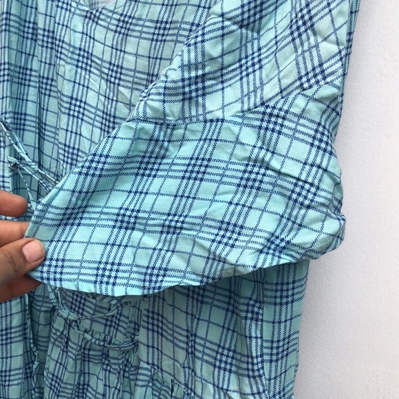 Blue floral dress with plaid - Picture 4 of 9